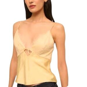NWT Abercrombie & Fitch Lace and Satin V Neck Cami Butter Yellow XS